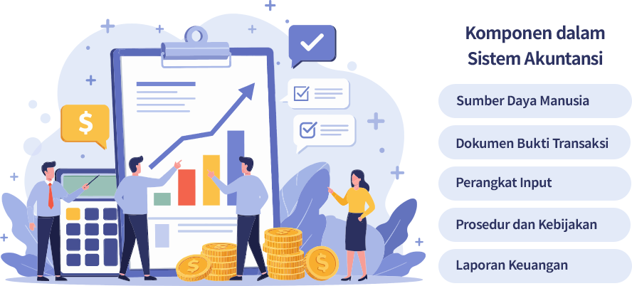 Komponen dalam Sistem Akuntansi Sistem akuntansi terdiri dari beberapa komponen utama yang saling mendukung satu sama lain untuk menghasilkan laporan keuangan yang akurat.